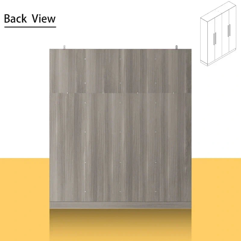 Modern Freestanding Solid Wood Wardrobe Closet With Storage Shelves