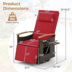 Outdoor Rattan 360�� Swivel Recliner Chair, Patio Wicker Chaise Lounge Chair with Adjustable Backrest & Footrest, Flip Side Table & Cushions