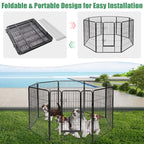 40" 16/8 Panel Pet Playpen with Door, Foldable Dog Exercise Pen, Metal Dog Puppy Cat Fence Barrier Kennel