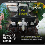 Sun Joe Corded Electric Garden Tiller & Cultivator with Steel Tines  16 Inch  13.5-Amp Motor - Heavy-Duty Tilling Machine for Lawn  Yard  and Gardening Care  TJ604E