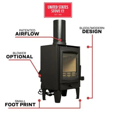 US Stove 750 Sq. ft. Tiny Wood Stove