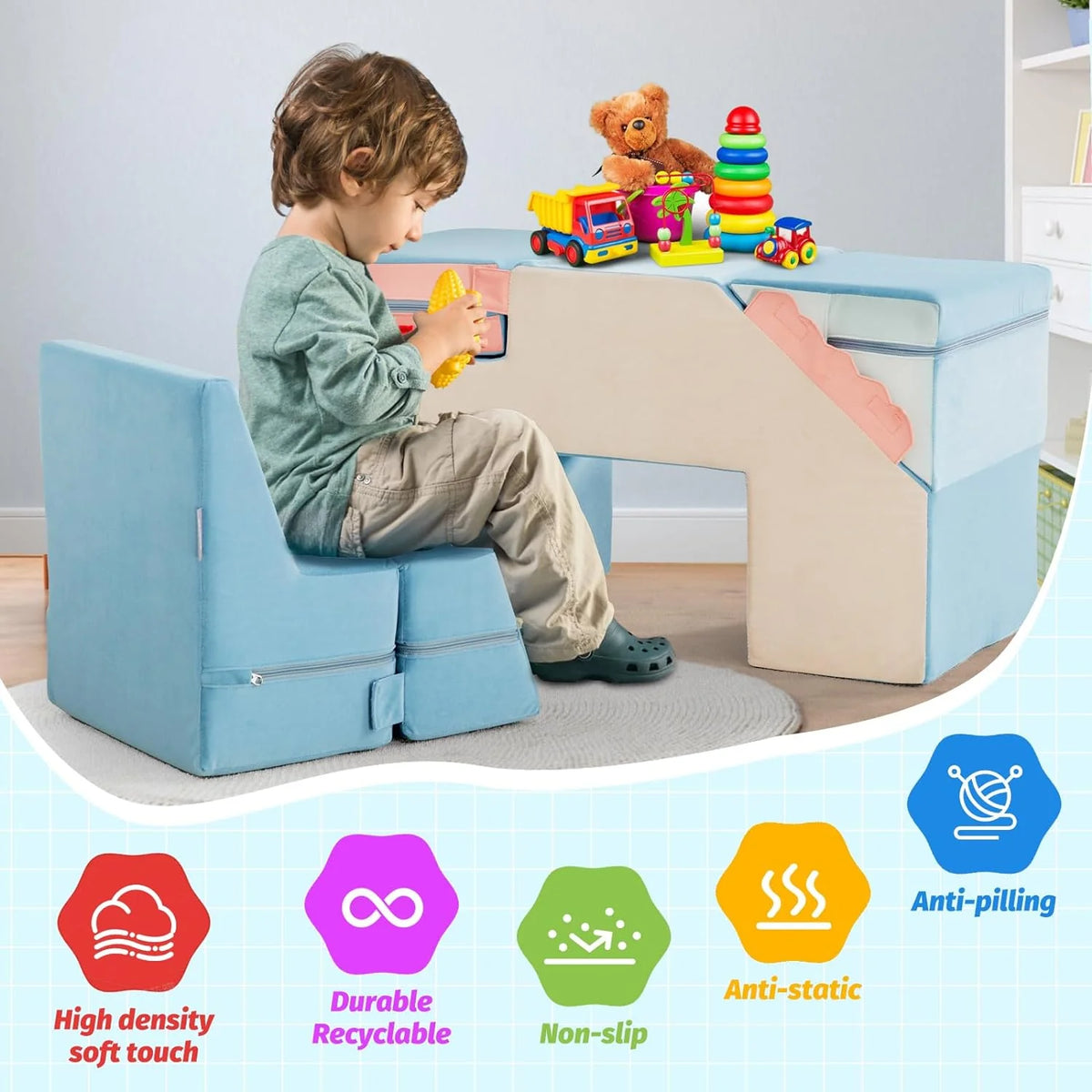 4 in 1 toddler foam climbing blocks, indoor soft climbing and crawling toys