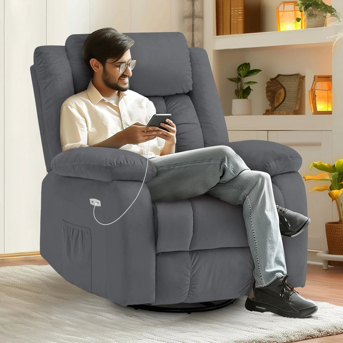 360?? Swivel Heated Recliner Massage Chair