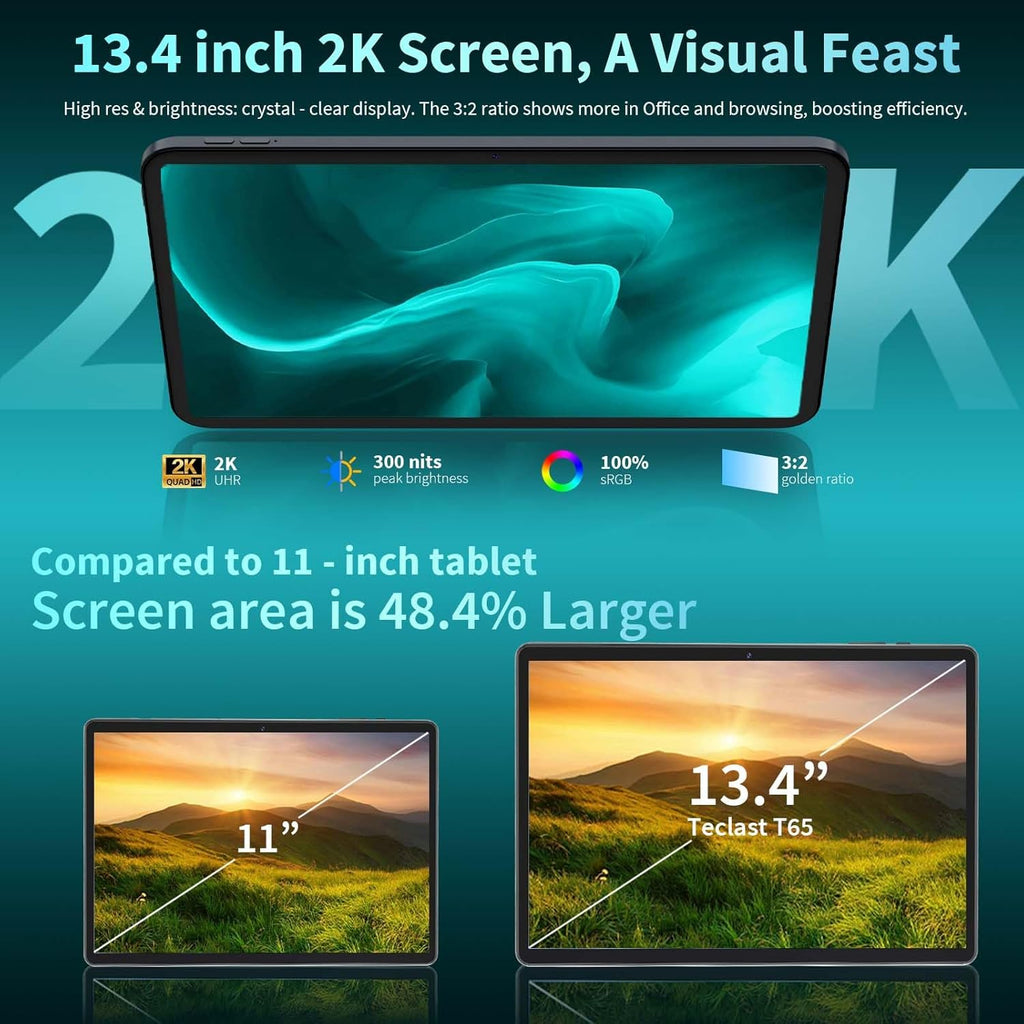 13 Inch Tablet, Android 16 Tablet with Keyboard, 32GB+256GB+2TB Expand, 120Hz 1920x1200 IPS Display, Gemini AI, 10000mAh, 8-Core, Wi-Fi, GPS, Large Screen 2K Tablet PC with Case, Mouse, Stylus(Silver)