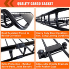 Folding hitch mounted cargo basket 60" With hook stabilizer, net and straps