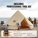 KFFKFF Canvas Bell Tent 6m/19.68ft 4-Season Camping Yurt Tent with Stove Jack