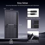 N-Type 16BB 400W Bifacial Solar Panel  2Pcs 200 Watt Solar Panel 12V  25% High Efficiency  Dual-module Parallel Anti-Shade Design  for RV Van Marine Home Rooftop Off-Grid Systems (2 Pack 200W)