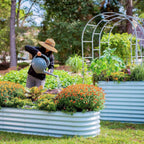Garden Raised Garden Bed Kit, 11" Tall 10 in 1 Modular Raised Garden Beds Kit, Metal Planter Box for Vegetables, Flowers, Herbs, Morden Gray