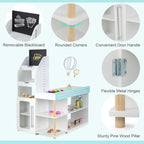 Wooden Kids Supermarket Playset with Cash Register and Shopping Cart