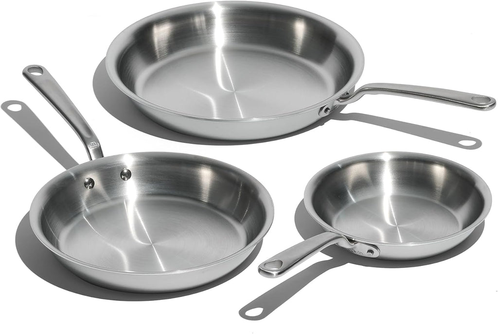 Made In Cookware | 3-Piece (Includes 8",10",12") Stainless Frying Pan Set | 5 Ply Stainless Clad | Professional Cookware | Crafted in Italy | Induction Compatible