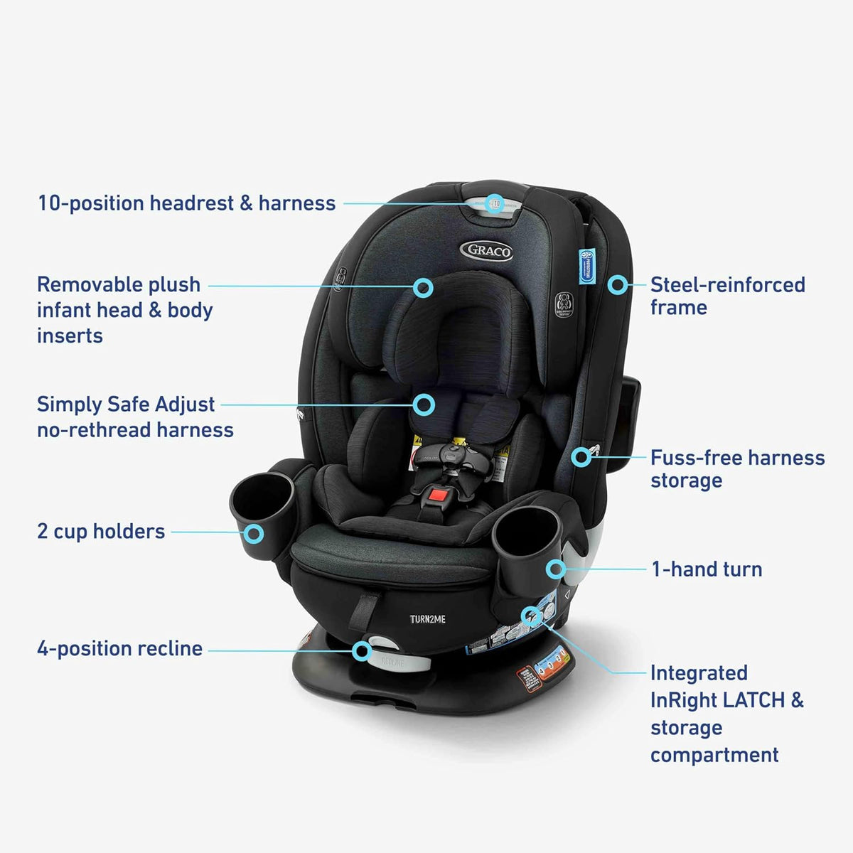 Graco Turn2Me 3-in-1 Rotating Convertible Car Seat, Cambridge