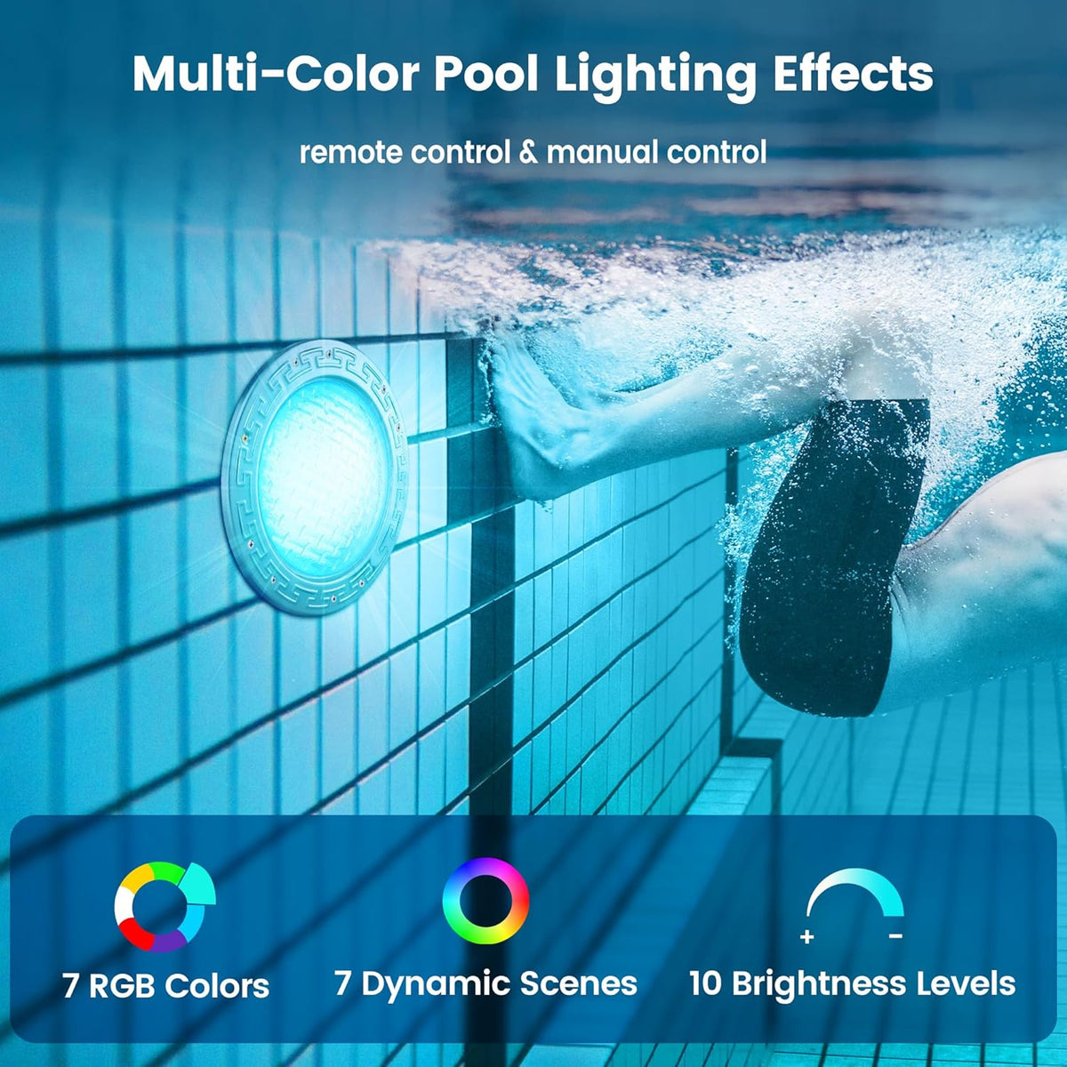 SURAIELEC 12V AC Pool Lights for Inground Pool  10 inch Color Changing LED Pool Light with Remote Control  300W Equivalent  Underwater Swimming Pool Light Fixture for Large Wet Niches  50FT
