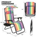 MoNiBloom Zero Gravity Chairs Set of 2, Folding Outdoor Patio Beach Recliner with Canopy Shade & Headrest, Black