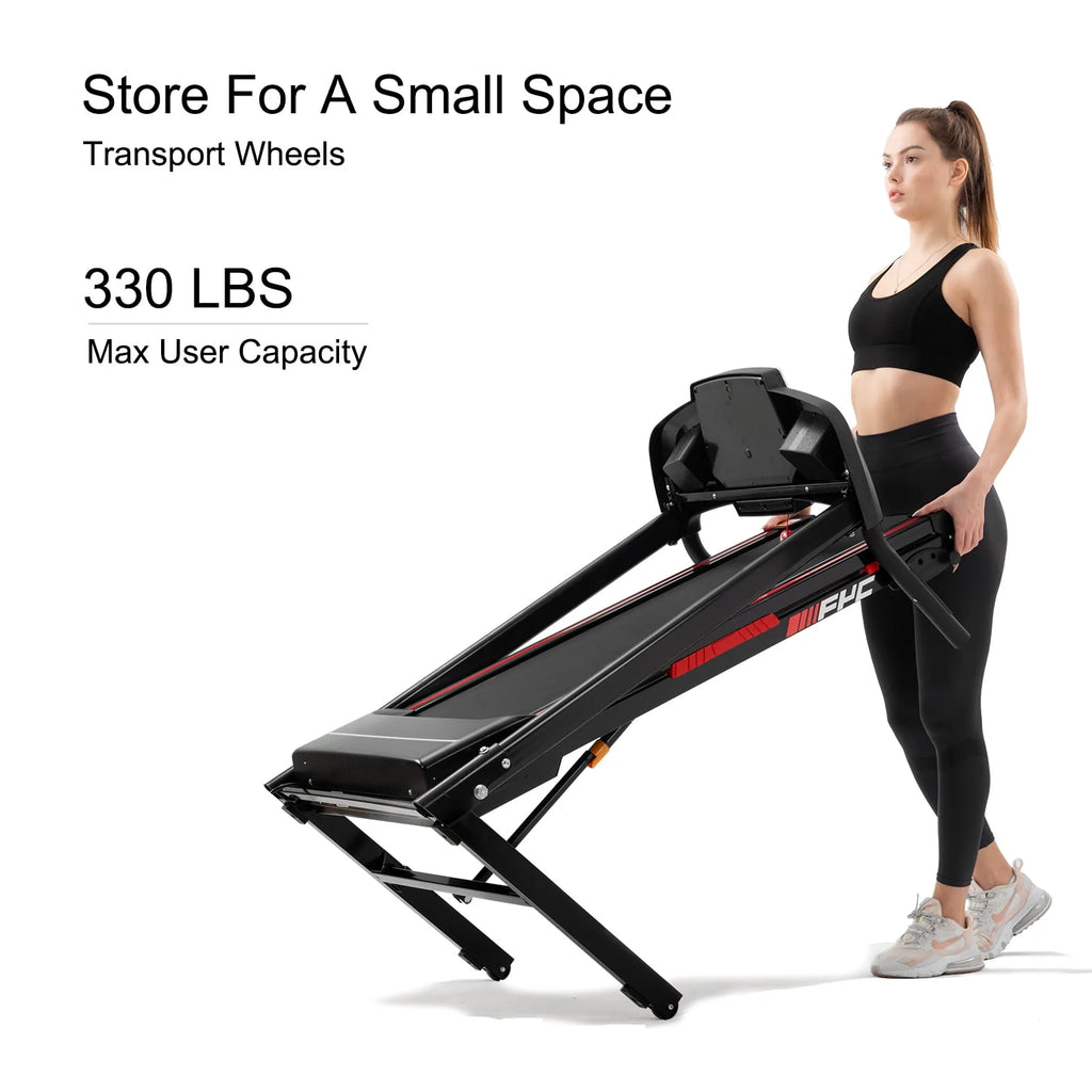 FYC 3.5HP 330 LBS Weight Capacity Folding Treadmill with Incline, Portable Electric Treadmill for Home Running Walking Jogging Exercise w/ 12 Preset Programs, Indoor House Workout Training Exercise