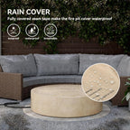 COSIEST 2-Piece Outdoor Propane Firepit Table Set w Tank Table, 42 inch Dark Fire Table Certified, 50,000 BTU w Beige Round Base,Wind Guard and 16 inches Tank Side Table 20lb for Garden,Pool
