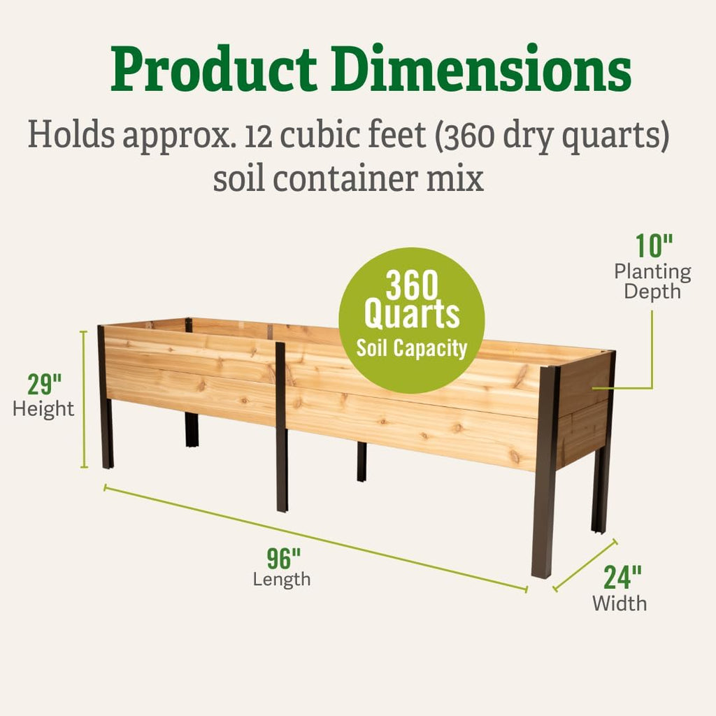 Gardener's Supply Company Elevated Cedar Raised Garden Bed | 2' x 8' Heavy Duty Standing Planter Box with Aluminum Corners for Outdoor Plants Vegetables Flowers | Perfect for Patio & Backyard