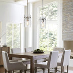 5.5" Brush Nickel Hammered Glass Pendant Light Fixtures, Brushed Nickel Kitchen Pendant Lights, Modern Kitchen Island Light Dining Room Light Farmhouse Island Lights Sink 2 Pack