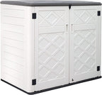 KINYING Larger Outdoor Storage Shed Weather Resistance  Horizontal Outdoor Storage Box Waterproof for Garden  Patios  Backyards  48 Cu.ft Capacity for Garbage Cans  Lawn Mower  Garden Tools