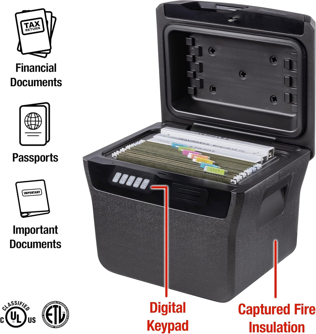 SentrySafe Charcoal Gray Waterproof and Fireproof Safe, Lock Box with Keypad for Documents and Hanging File Folders, Exterior: 14.1 x 16.6 x 13.8 Inches, ?FHW40300