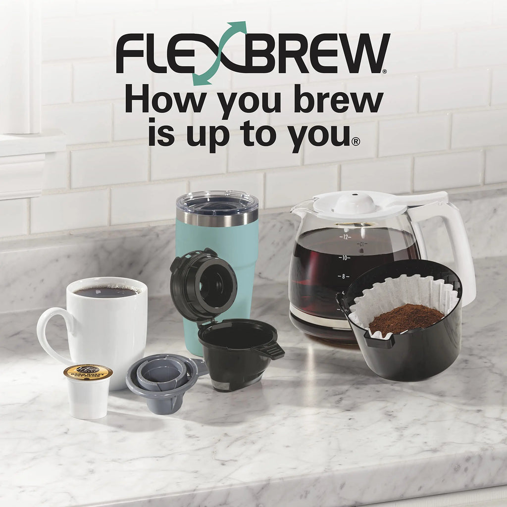 Hamilton Beach FlexBrew Trio 2-Way Coffee Maker, Compatible with K-Cup Pods or Grounds, Combo, Single Serve & Full 12c Pot, Black - Fast Brewing (49902)