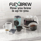 Hamilton Beach FlexBrew Trio 2-Way Coffee Maker, Compatible with K-Cup Pods or Grounds, Combo, Single Serve & Full 12c Pot, Black - Fast Brewing (49902)