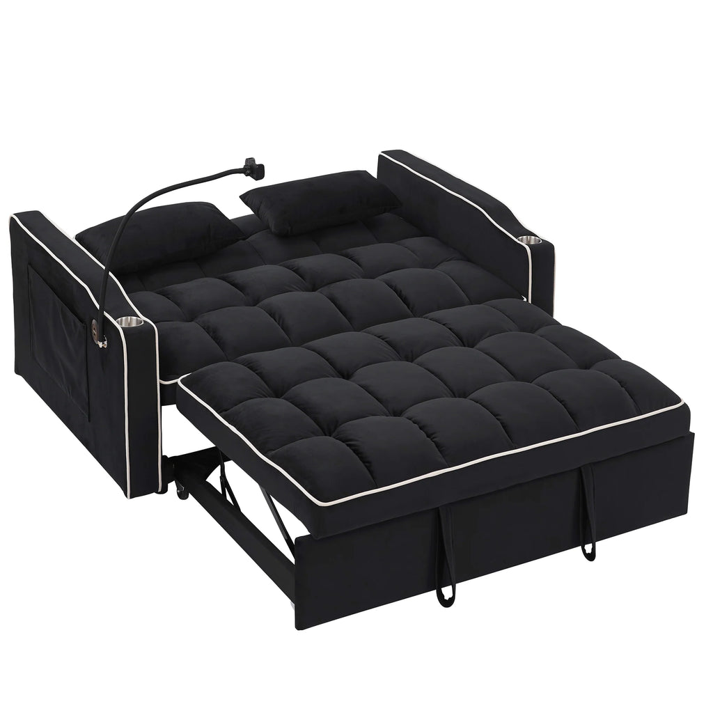 Fashionable modern and multi-functional foldable velvet sofa bed