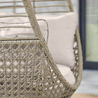 Hampton Bay Tan Stationary Wicker Round Outdoor Lounge Egg Chair with CushionGuard Almond Biscotti Cushions FRS51294M