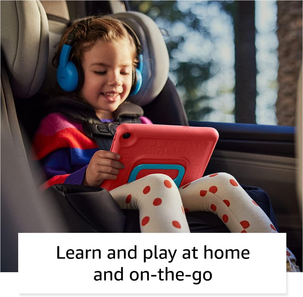 Amazon Fire 7 Kids tablet (newest model) ages 3-7. Top-selling 7" kids tablet on Amazon. Includes 6 months of ad-free and exclusive content, easy parental controls, 10-hr battery, 16 GB, Blue