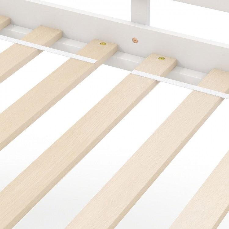 Twin Size Loft Bed with Desk and Storage Stairs Loft Bed Frame with Shelves and Safety Guardrails
