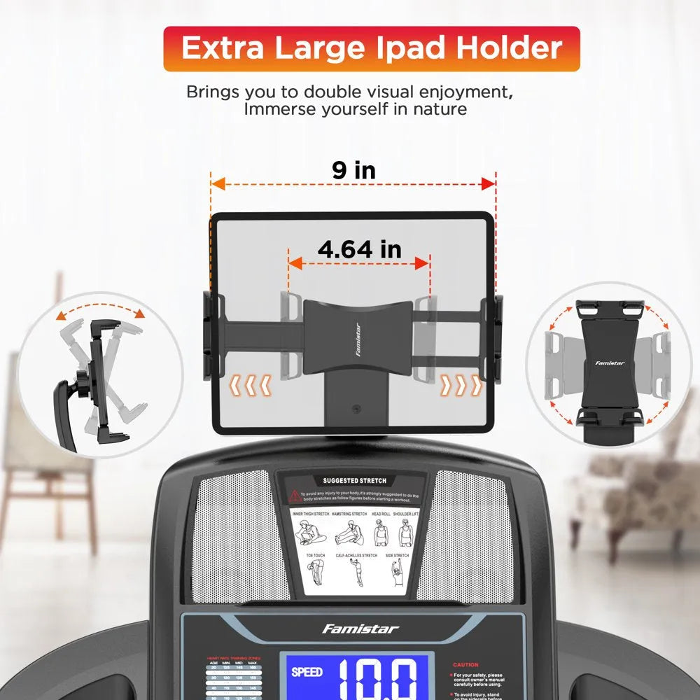 Famistar Folding Treadmill for Home with 15 Levels Auto Incline, 300LB Capcity, 10MPH Fast Speed Controls