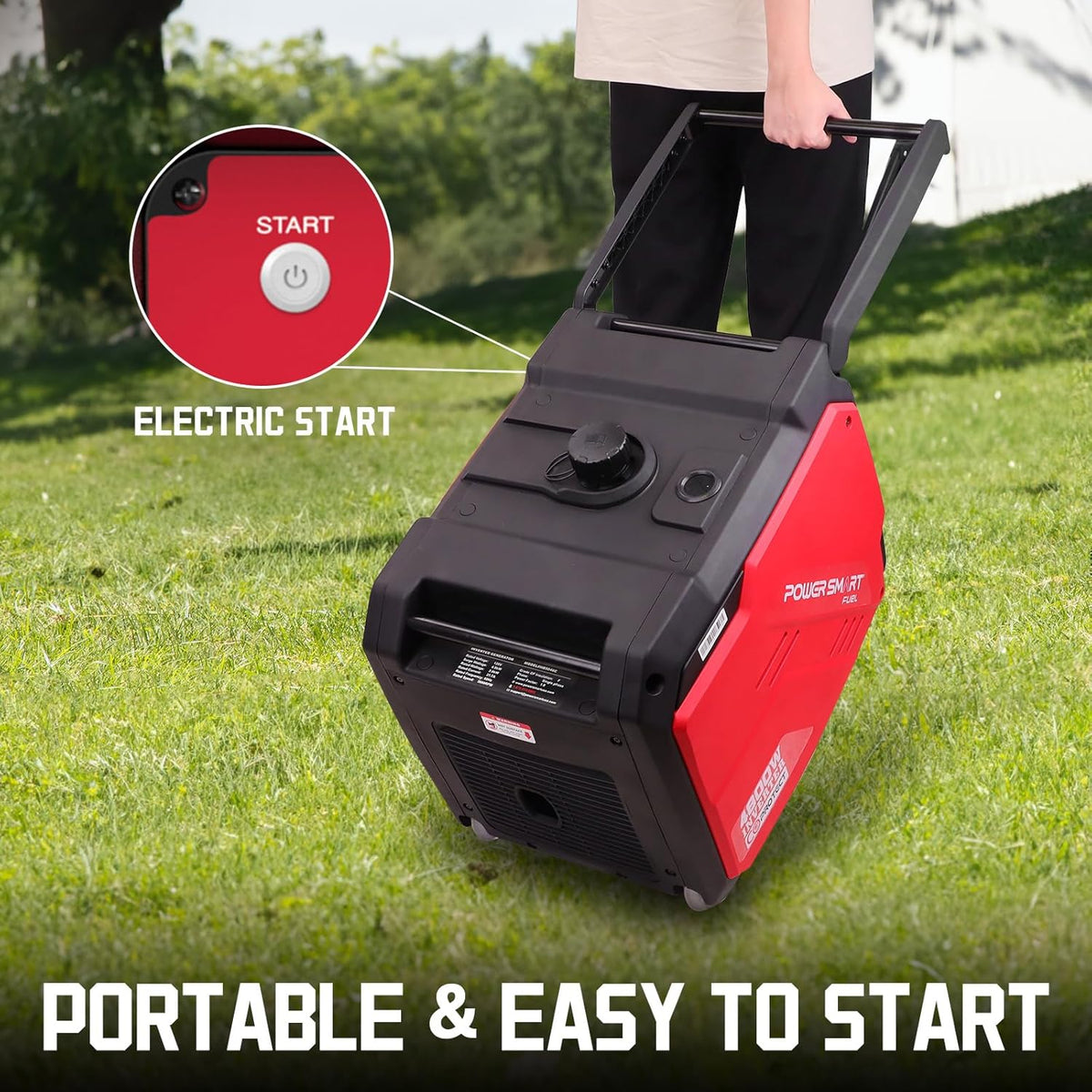 5000 Watt Portable Inverter Generator with Electric Start  30 Amp for Home Use and Emergency Backup  CO Protect  Super Quiet
