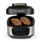 PowerXL Grill Air Fryer Combo Plus 6 QT 12 in 1 Indoor Slow Cooker, Roast, Bake, 1550 Watts, Stainless Steel Finish : Home &amp; Kitchen