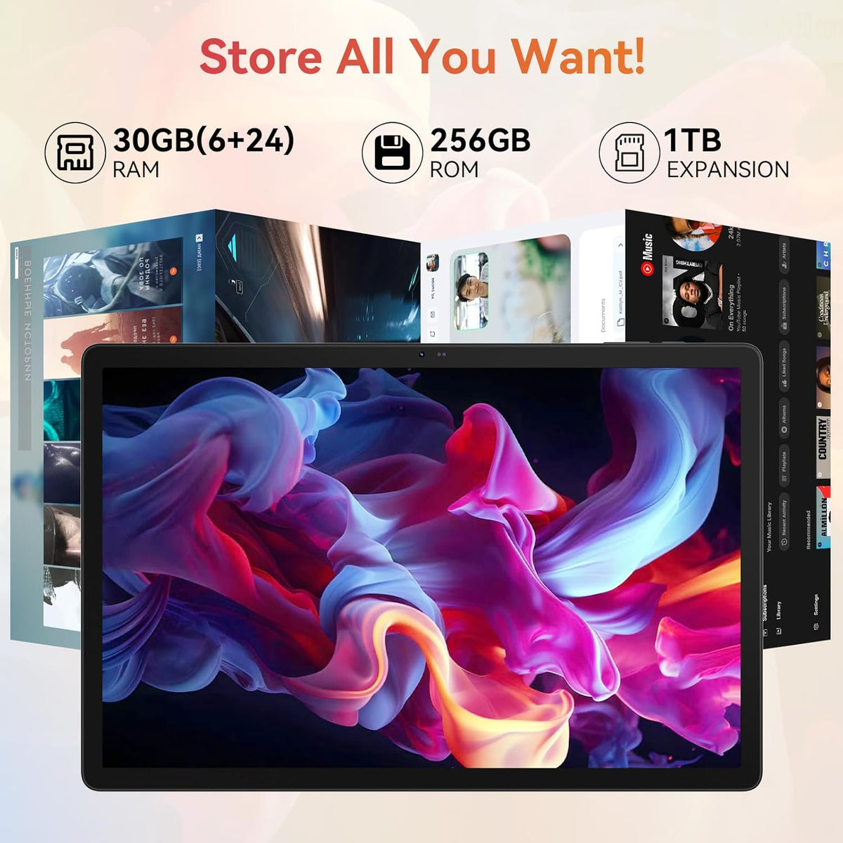 Tablet｜14 inch Android 16 Tablet｜30GB RAM 256GB ROM｜1920 * 1200 IPS FHD｜10000mAh 30W Fast Charging｜Octa-core Processor｜Wi-Fi 6  BT 5.4｜Dual Camera with Keyboard｜Mouse｜Stylus｜Case｜Headphone