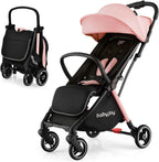 Compact Travel Stroller for Airplane Infant Toddler Stroller w/Adjustable Backrest & Canopy