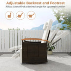 Outdoor Rattan 360�� Swivel Recliner Chair, Patio Wicker Chaise Lounge Chair with Adjustable Backrest & Footrest, Flip Side Table & Cushions