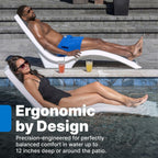 Step2 Vero Pool Lounger  Fade-Resistant  Waterproof Patio Furniture  Pool Lounge Chair for Sun Shelf  Use in Pools with Shelves Up to 12-Inches Deep or Outside Pool Deck  Weighted  White