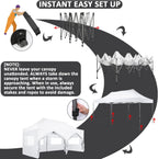 COBIZI 10x20 Pop Up Canopy with 6 Sidewall Heavy Duty Canopy UPF 50+ All Season Wind Waterproof Commercial Outdoor Wedding Party Tents for Parties Canopy Gazebo with Roller Bag(10 x 20 ft White)