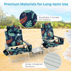 2 Pack 5-Position Outdoor Folding Backpack Beach Chair & Table Set, Patio Lawn Camping Chair Beach Sling Chair