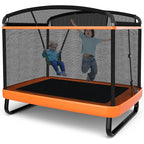 6FT Kids Trampoline with Swing, Safety Enclosure, ASTM Approved Rectangle Recreational Trampoline for 3-8 Years Indoor/Outdoor, Max Load 220lbs