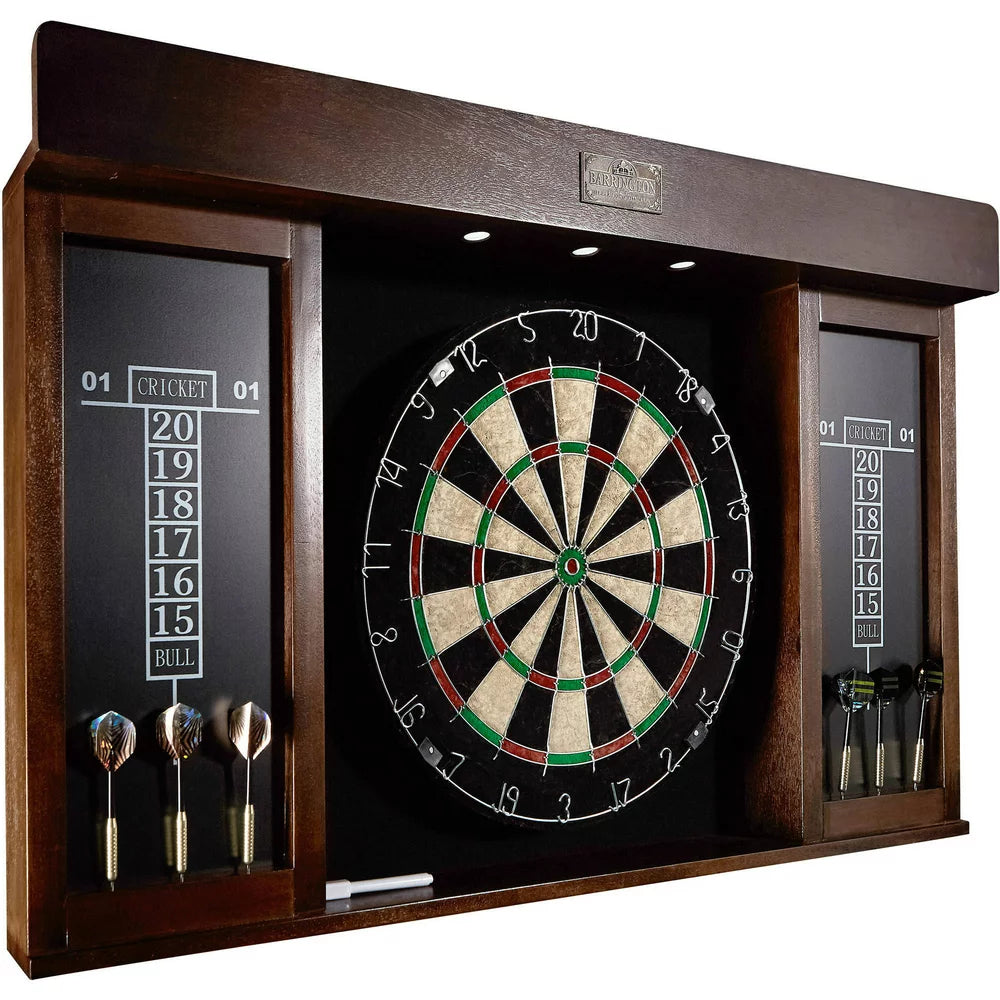 Barrington 40′�?Dartboard Cabinet with LED Lights, Self-Healing Board, Includes 6 Darts & Scoreboards