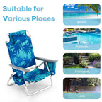 2 Pack 5-Position Outdoor Folding Backpack Beach Chair & Table Set, Patio Lawn Camping Chair Beach Sling Chair