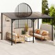 Wall-Mounted Patio Gazebo Large Outdoor Hardtop Pergola with Sloped Polycarbonate Roof