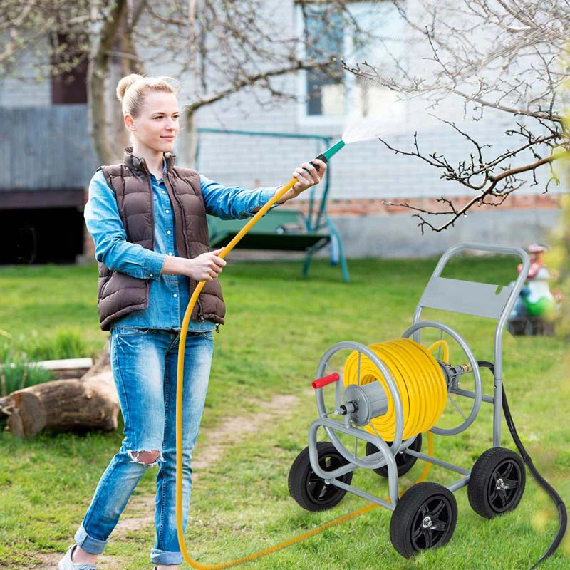 Garden Hose Reel Cart Holds 330 FT of 3/4" or 5/8�?& 400 FT of 1/2" Hose, Heavy Duty Yard Water Planting Cart