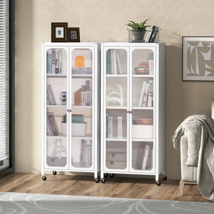 Storage Cabinet with Wheels and Adjustable Shelves