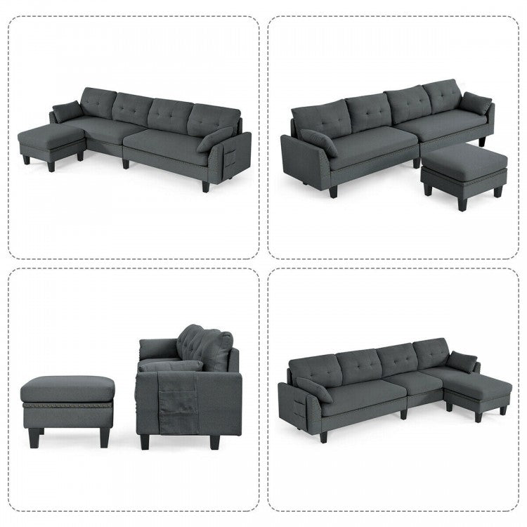 Reversible Sectional Sofa Couch L-Shaped Sofa Couch with Ottoman