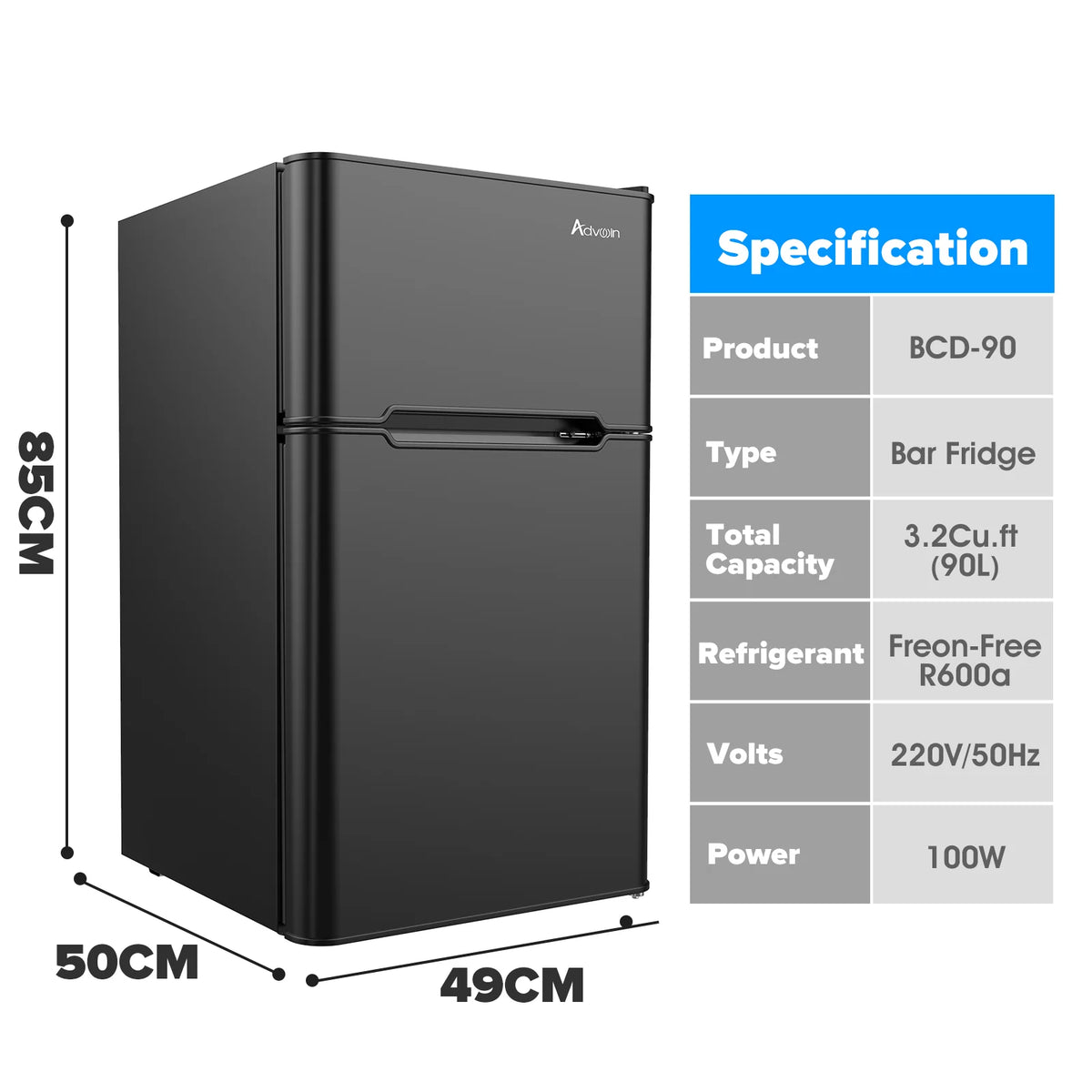 90L Electric Mini Fridge Freezer Portable