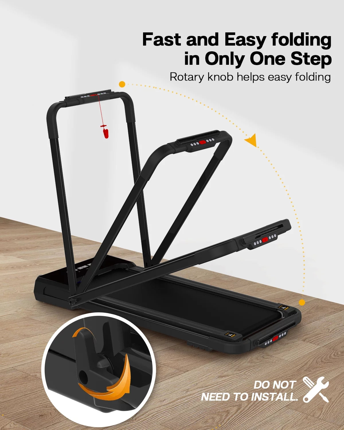 FYC 3.5HP Under Desk Treadmill �?300LBS Weight Capacity, 2-in-1 Foldable Design, Remote Control & LED Display �?Compact Electric Walking and Running Machine for Walking, Running, Jogging (Black)