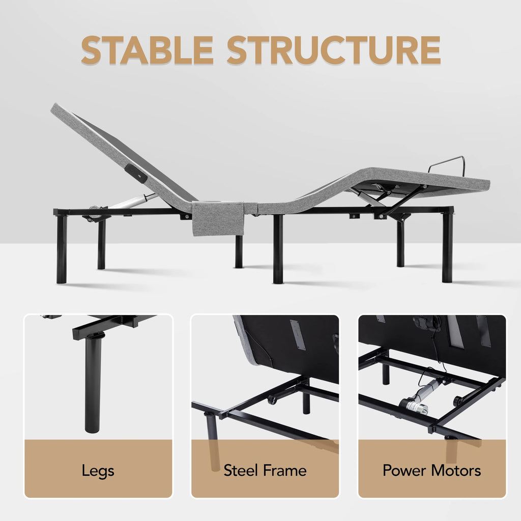 ASONLY Adjustable Bed Frame Queen with Massage