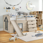 3-In-1 Twin Loft Bed with Slide Ladder Drawers for Kids Teens