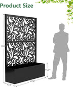 2PCS Metal Planter Box with Trellis 70.9"x47.2"x15.7" Raised Garden Bed with Drainage Holes  Privacy Planters for Outdoor Garden Bed for Climbing Plants Vegetables and Vines  Black-Flower